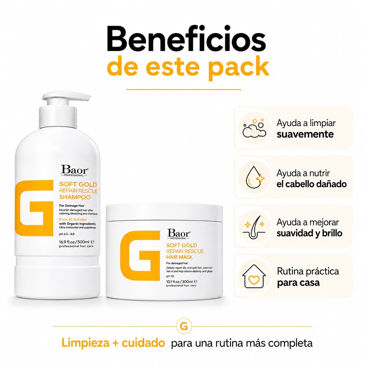 BAOR Pack Baor Soft Gold Repair Rescue Shampoo 500 ml + Mascarilla 300 ml
