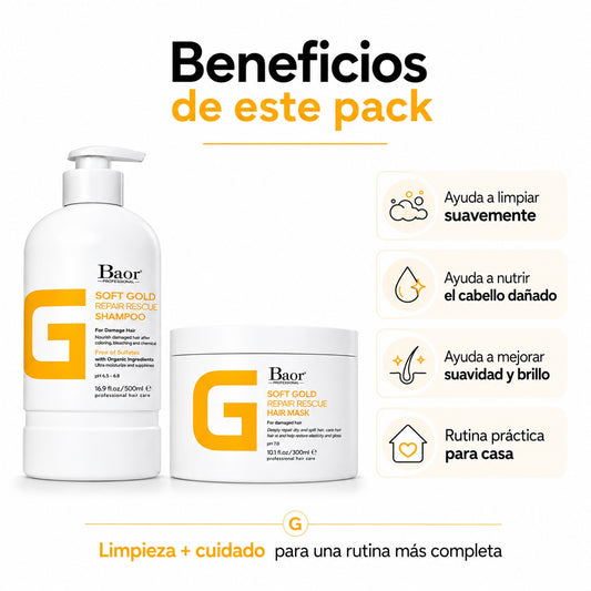BAOR Pack Baor Soft Gold Repair Rescue Shampoo 500 ml + Mascarilla 300 ml