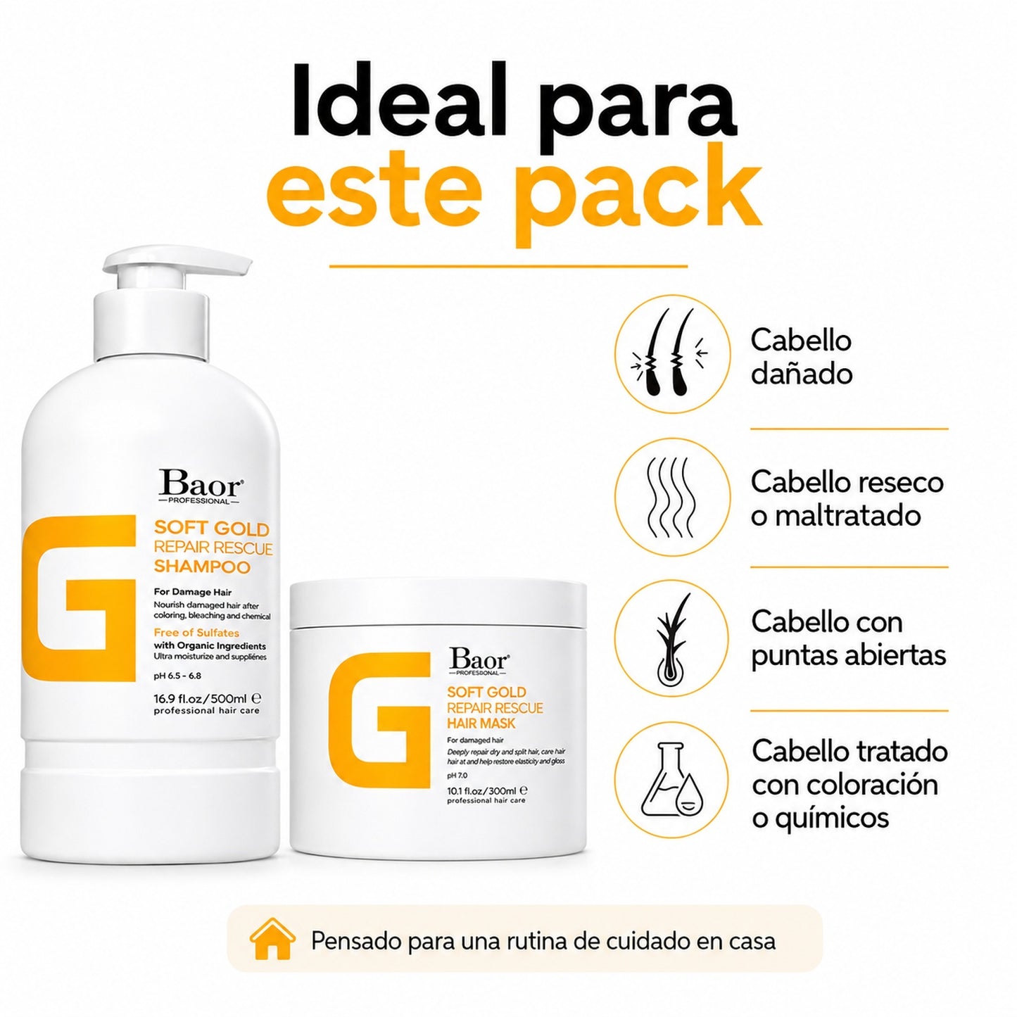 BAOR Pack Baor Soft Gold Repair Rescue Shampoo 500 ml + Mascarilla 300 ml