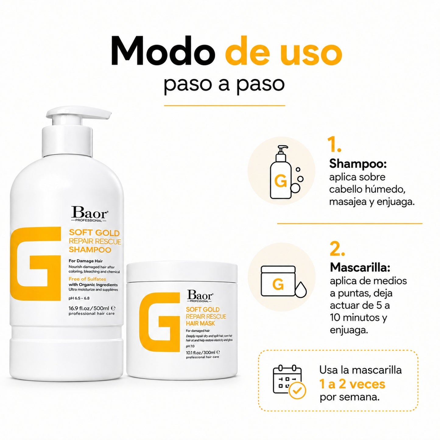 BAOR Pack Baor Soft Gold Repair Rescue Shampoo 500 ml + Mascarilla 300 ml