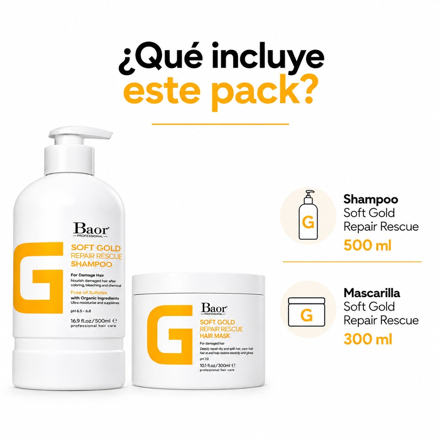 BAOR Pack Baor Soft Gold Repair Rescue Shampoo 500 ml + Mascarilla 300 ml