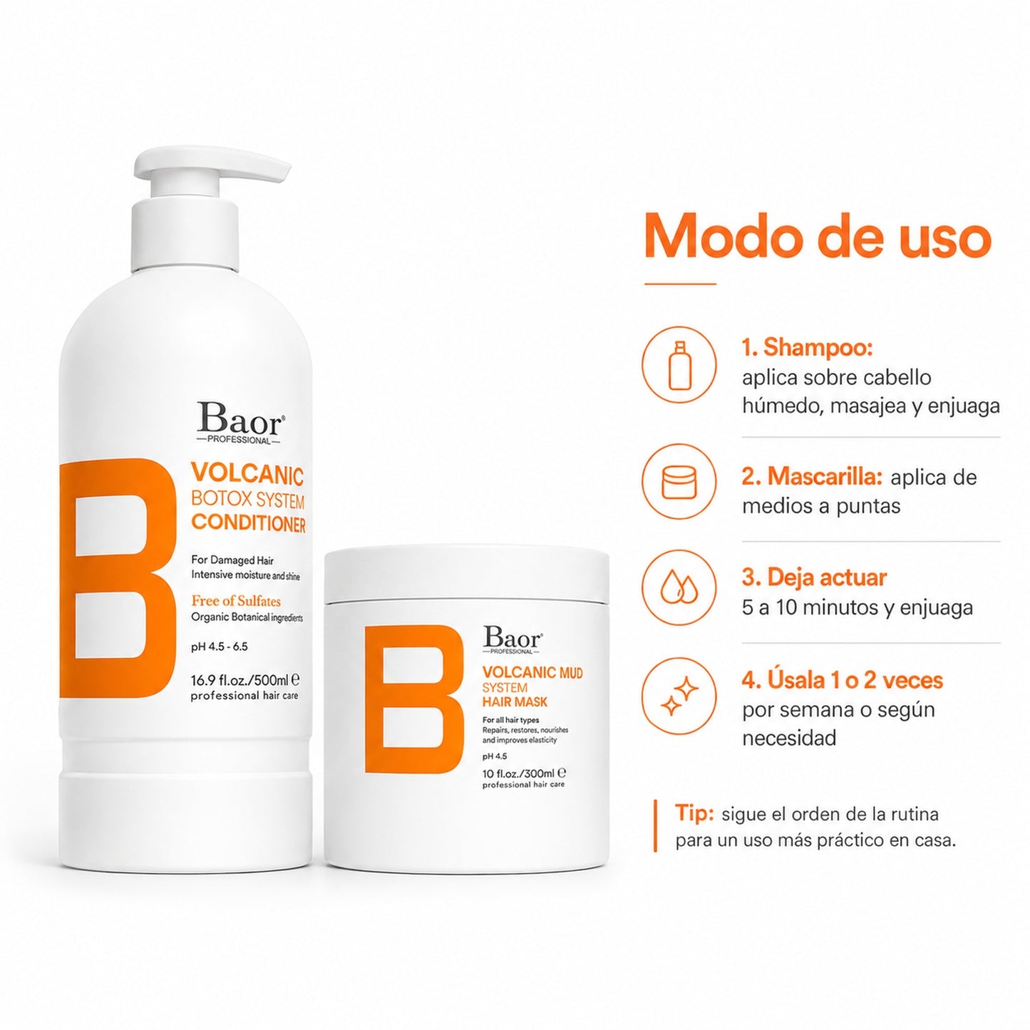 BAOR Pack Baor Volcanic Mud Shampoo 500 ml + Mascarilla 300 ml