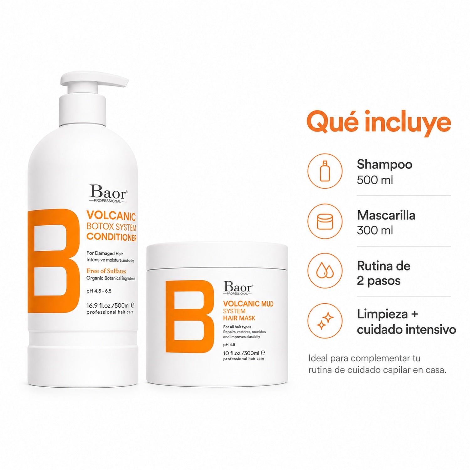 BAOR Pack Volcanic Mud: Shampoo 500 ml + Mascarilla 300 ml