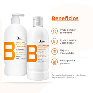 BAOR Pack Volcanic Mud: Shampoo 500 ml + Acondicionador 300 ml