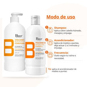BAOR Pack Volcanic Mud: Shampoo 500 ml + Acondicionador 300 ml