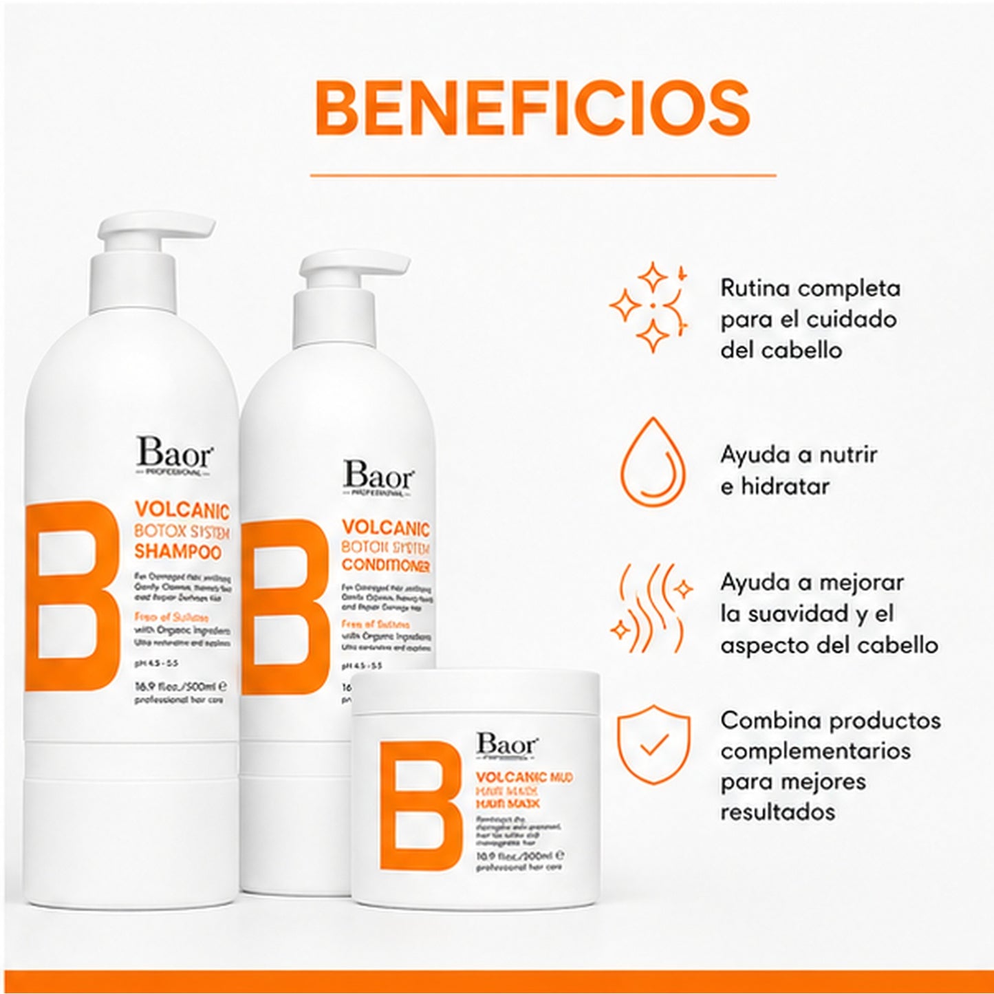 BAOR Pack Volcanic Mud Shampoo + Acondicionador + Mascarilla