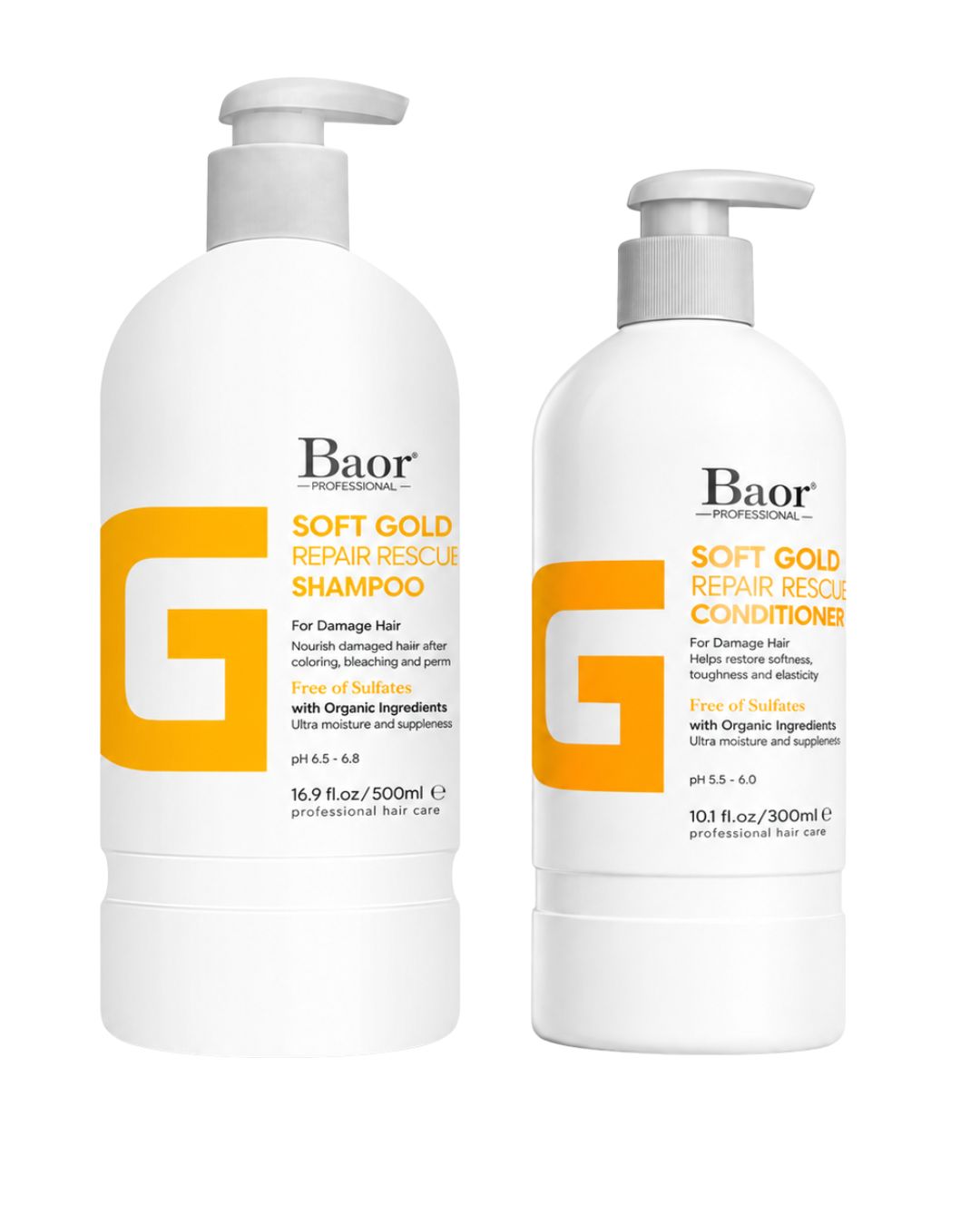 BAOR Pack Baor Soft Gold Repair Rescue Shampoo 500 ml + Acondicionador 300 ml - BAOR - producto disponible en Wapas…
