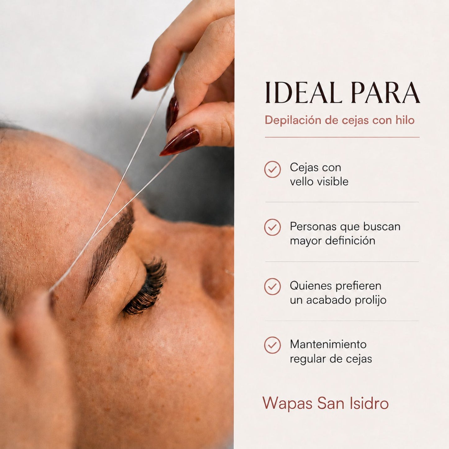 Depilación de cejas con hilo en San Isidro | Wapas