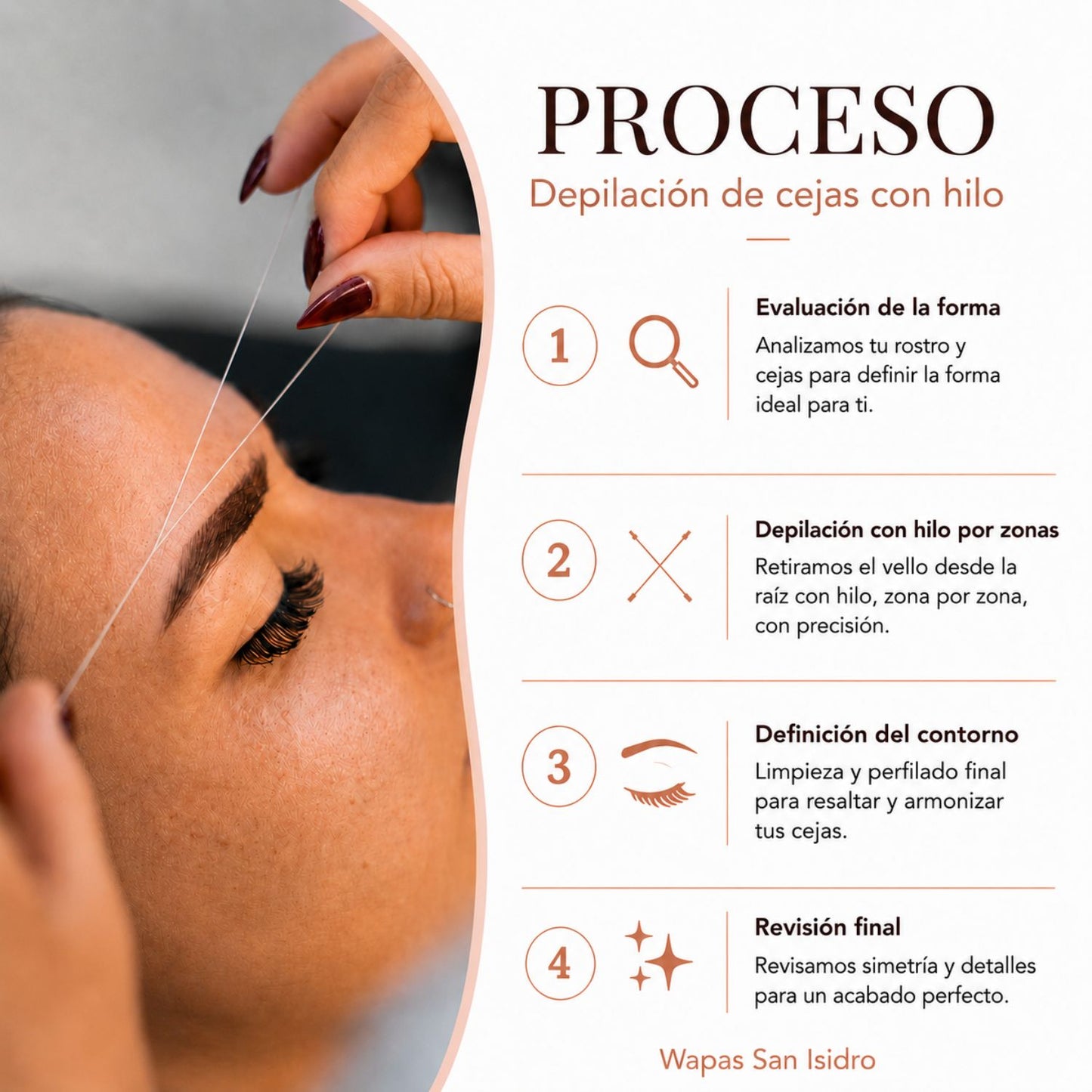 Depilación de cejas con hilo en San Isidro | Wapas