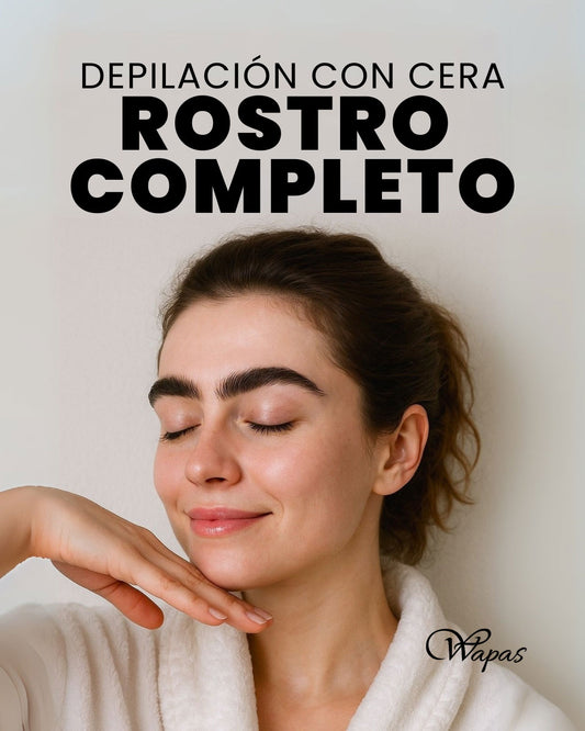 Depilación con cera en rostro completo femenino en Wapas GCC, salón de belleza en San Isidro Lima Perú.