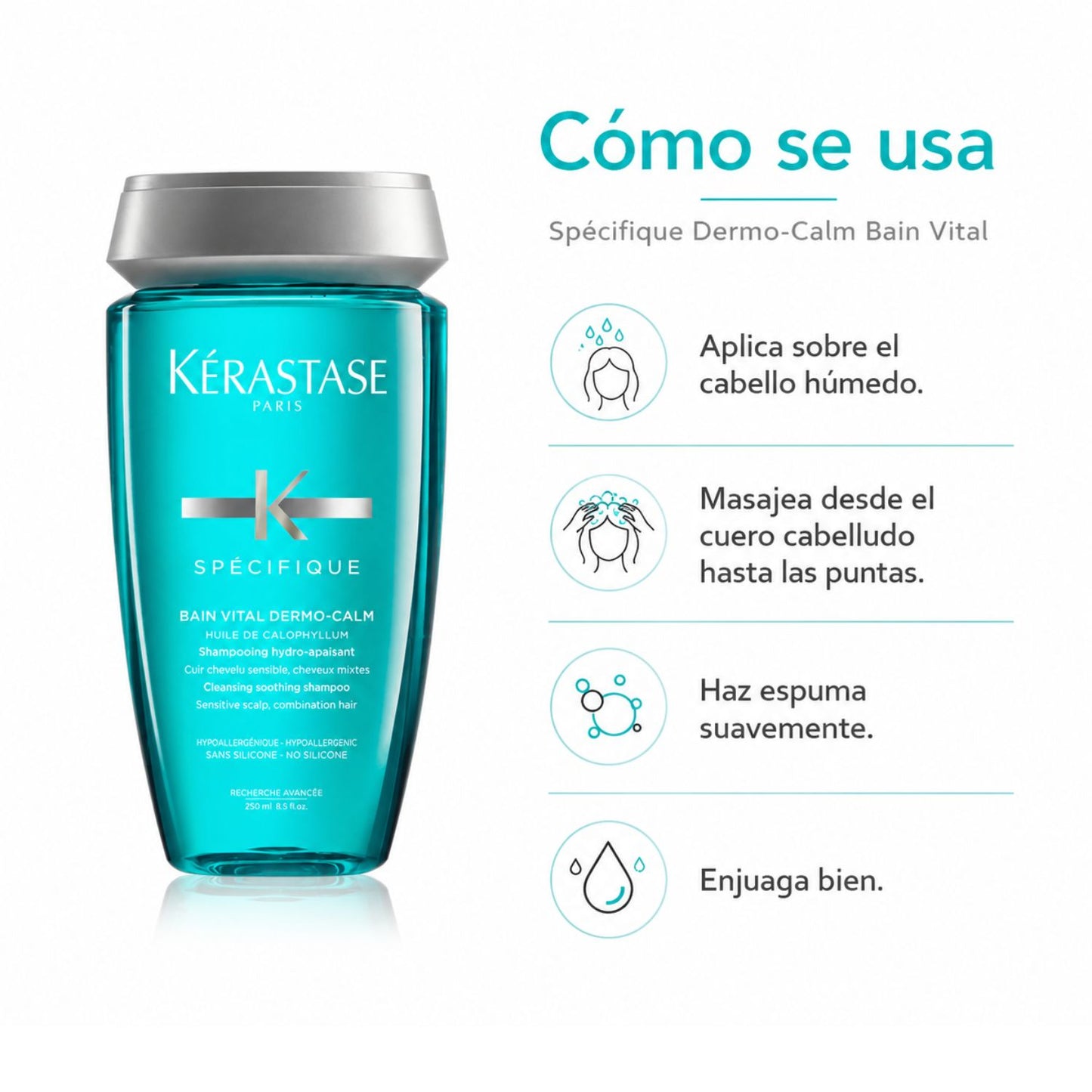 Kérastase Spécifique Dermo-Calm Bain Vital Shampoo cuero cabelludo sensible 250 ml para cuero cabelludo graso, sensible o con necesidad de…