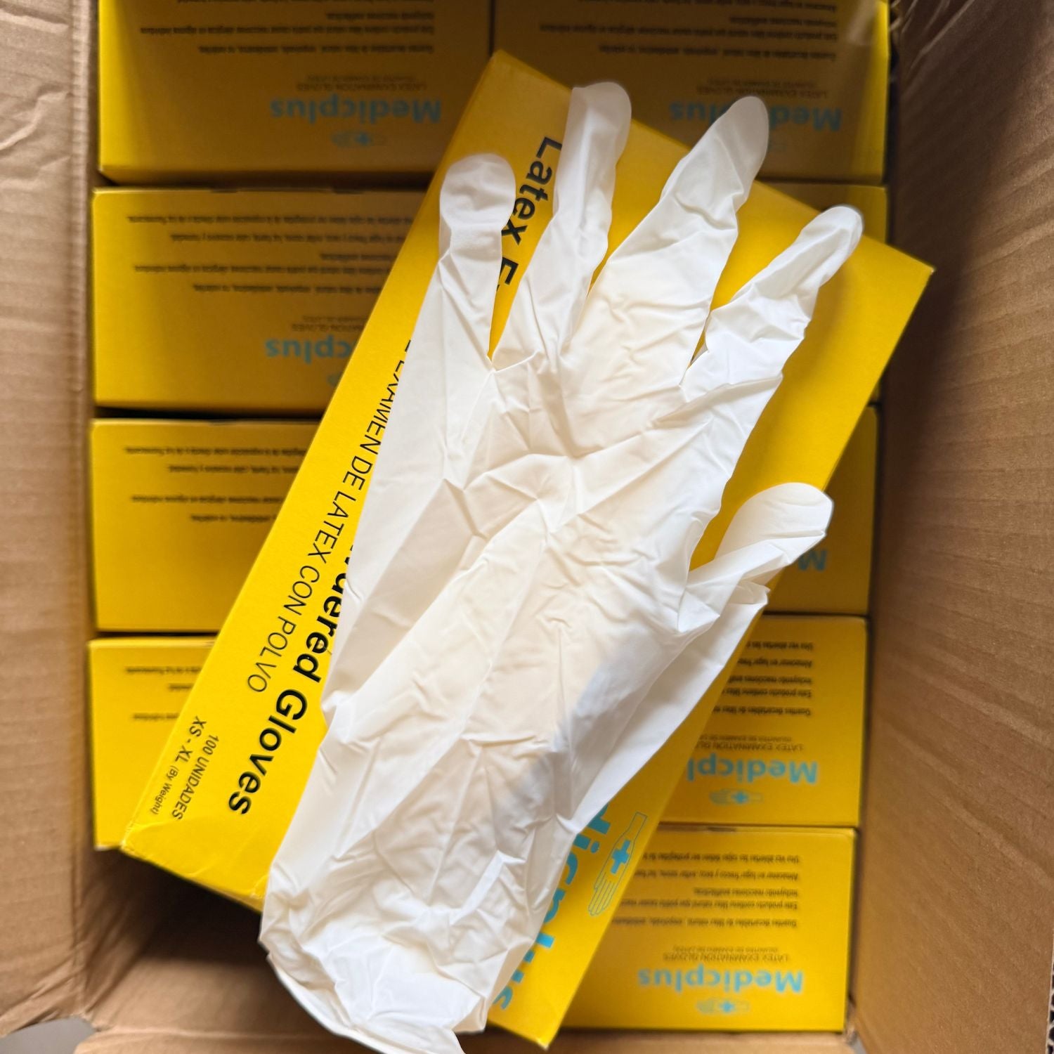 Guante blanco de látex con polvo Medicplus