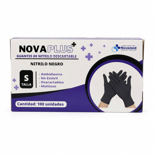 Guantes de nitrilo negro Nova Plus talla S caja x 100 unidades