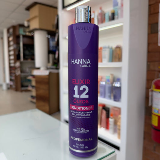 Acondicionador Elixir 12 Óleos Antifrizz 400 ml Hanna Caball