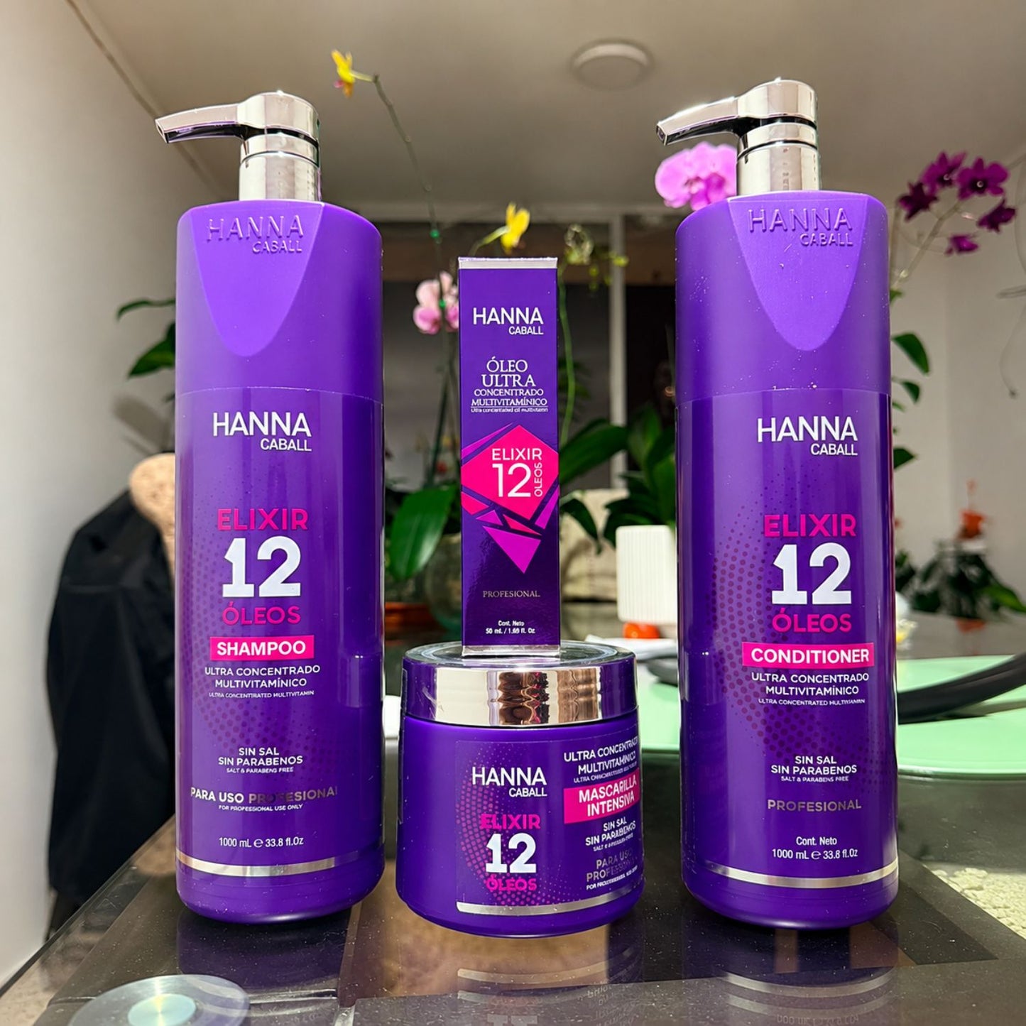 Foto real del pack completo Hanna Caball Elixir 12 Óleos con 4 productos