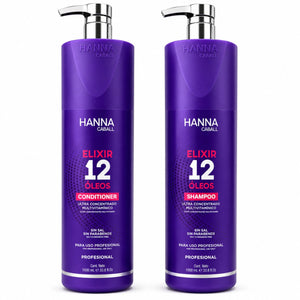 Pack Hanna Caball Elixir 12 Óleos Shampoo y Acondicionador de 1L