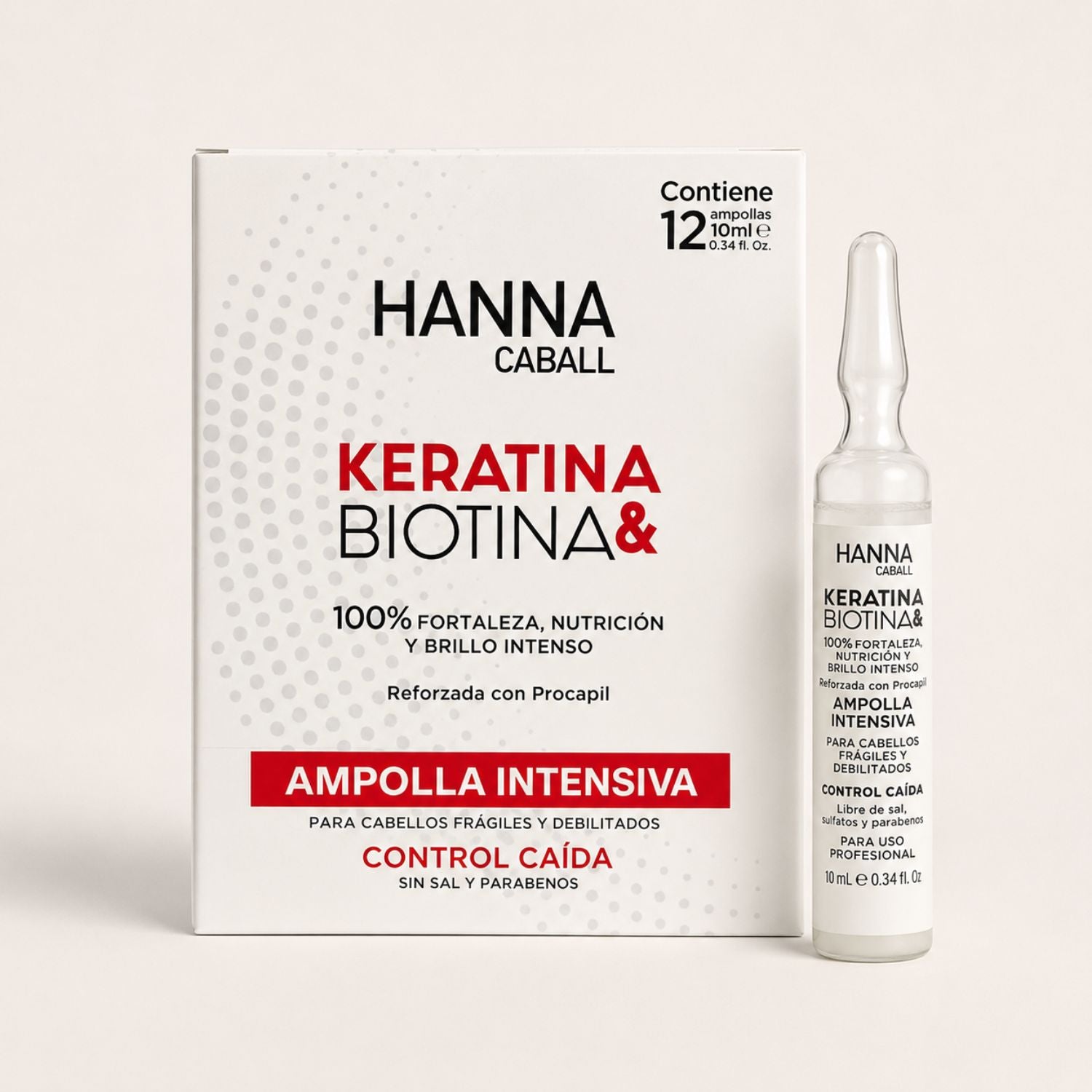 Hanna Caball Keratina Biotina Ampolla Intensiva Control Caída 12x10 ml
