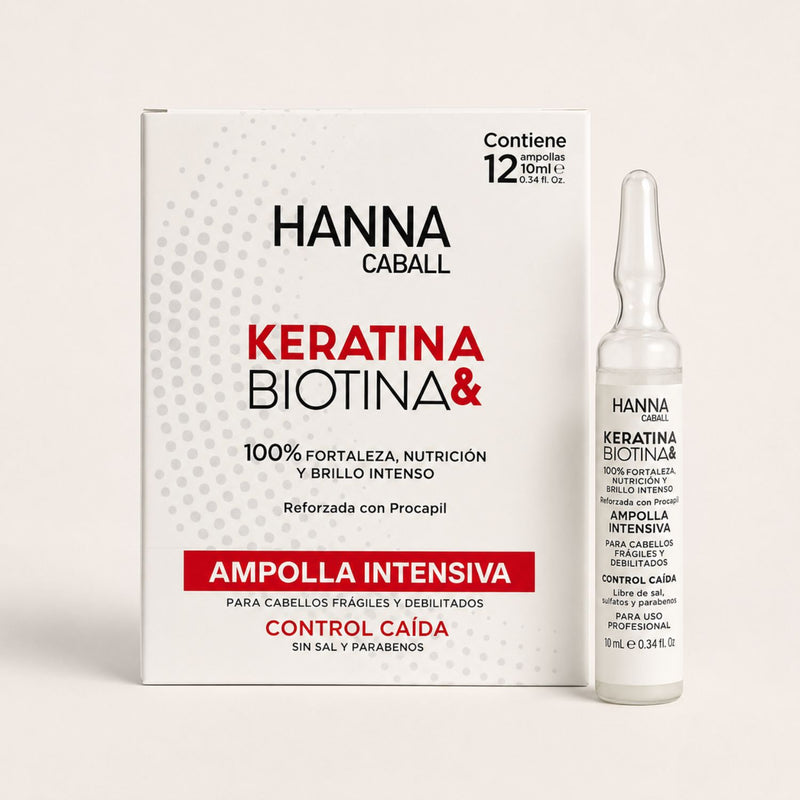 Ampolla Intensiva Keratina & Biotina Anticaída 12 x 10 ml Hanna Caball