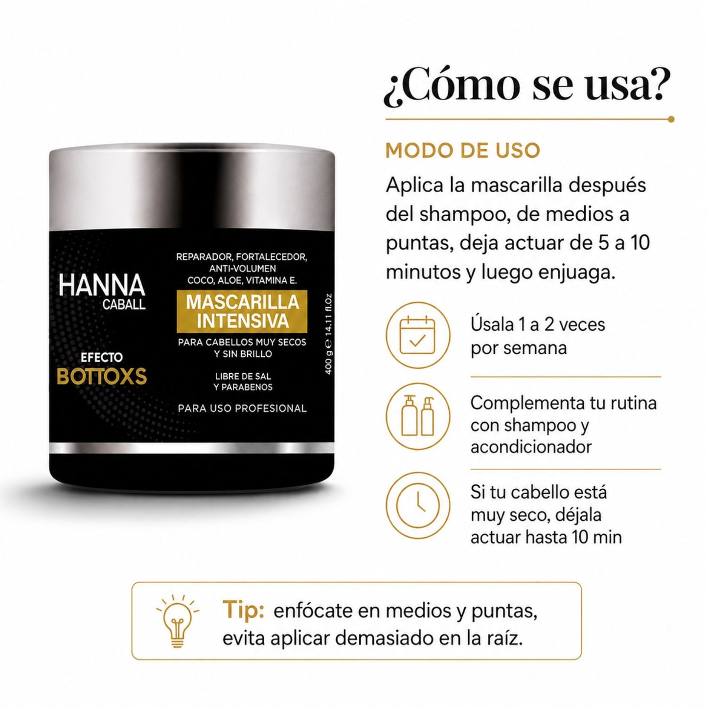 Hanna Caball Mascarilla Reparadora Anti-Frizz 400 ml