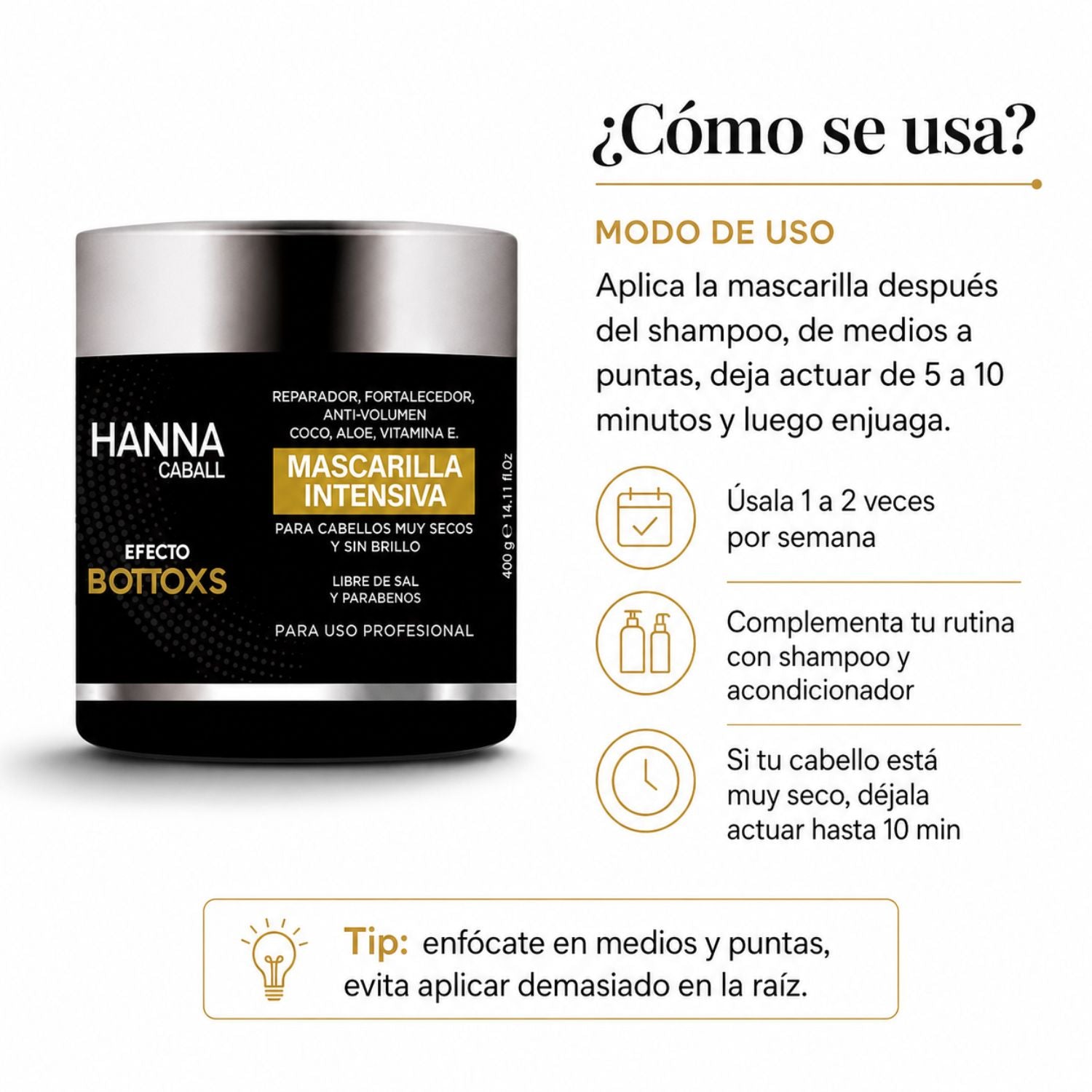 Hanna Caball Mascarilla Reparación Anti-Frizz 400 ml
