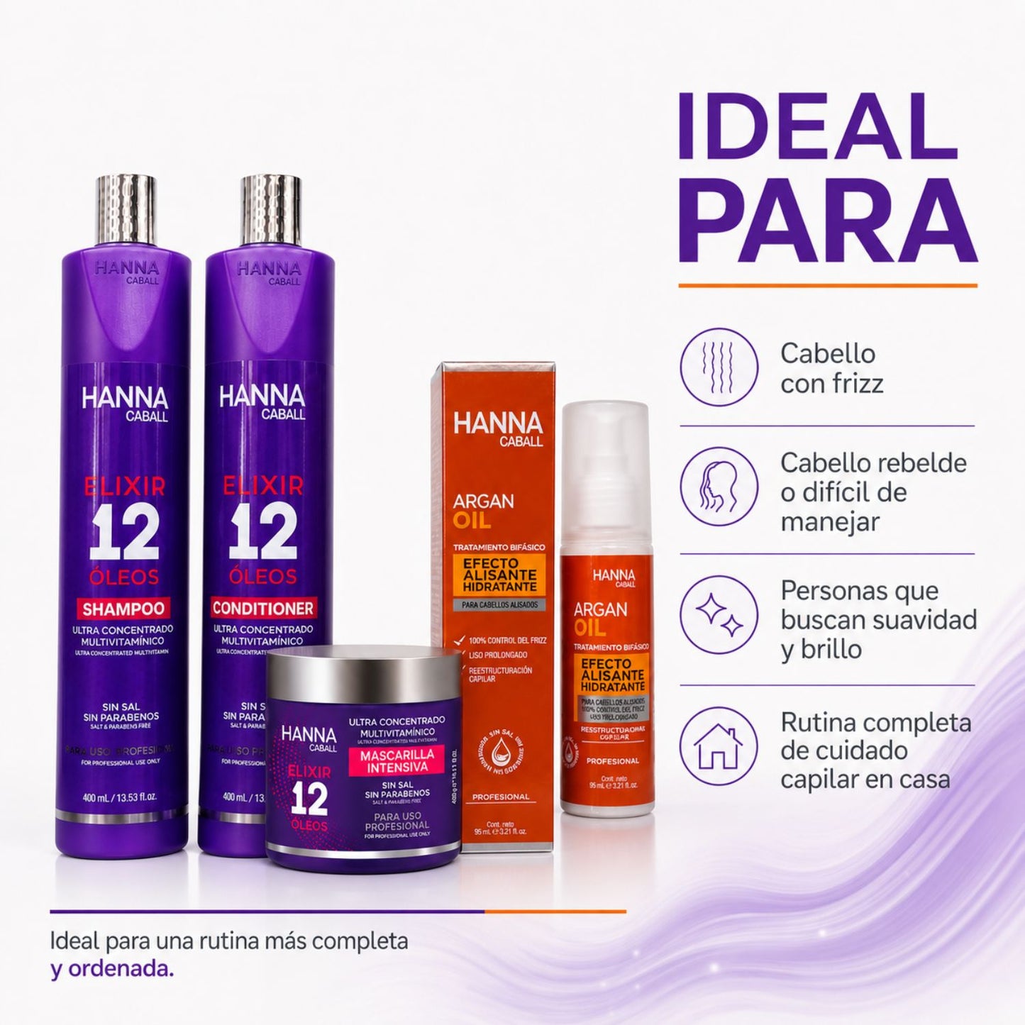 Hanna Caball Pack Elixir 12 Óleos Anti Frizz 4 Pasos