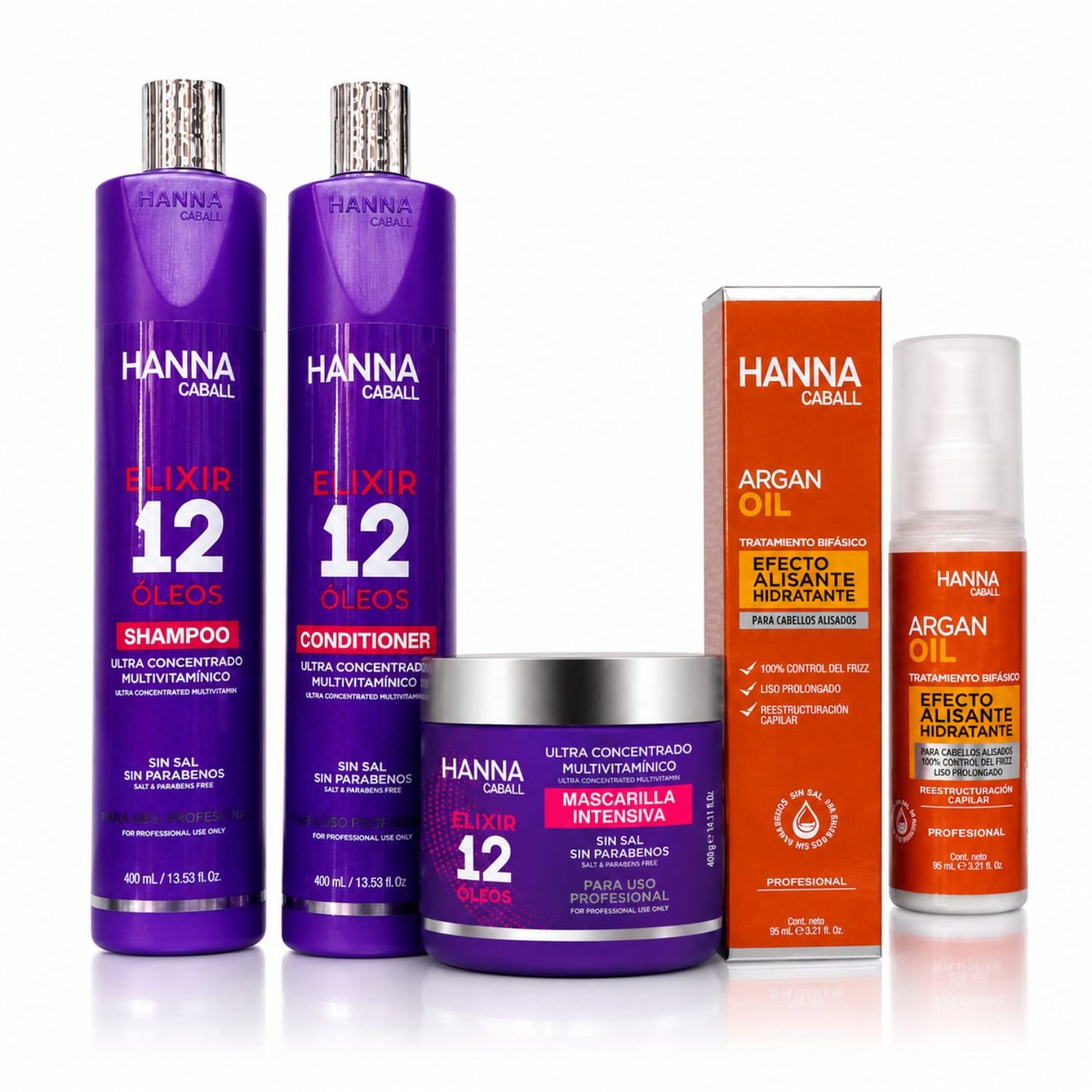 Hanna Caball Pack Elixir 12 Óleos Anti Frizz 4 Pasos