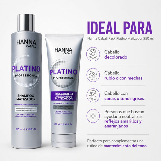 Hanna Caball Pack Platino Matizador 250 ml Shampoo + Mascarilla