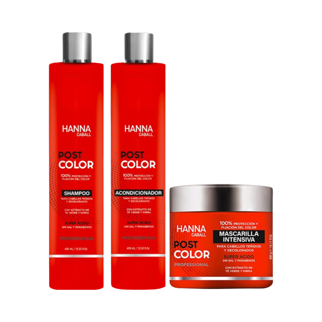 Hanna Caball Pack Post Color 400 ml Shampoo + Acondicionador + Mascarilla - Hanna Caball - producto disponible en…