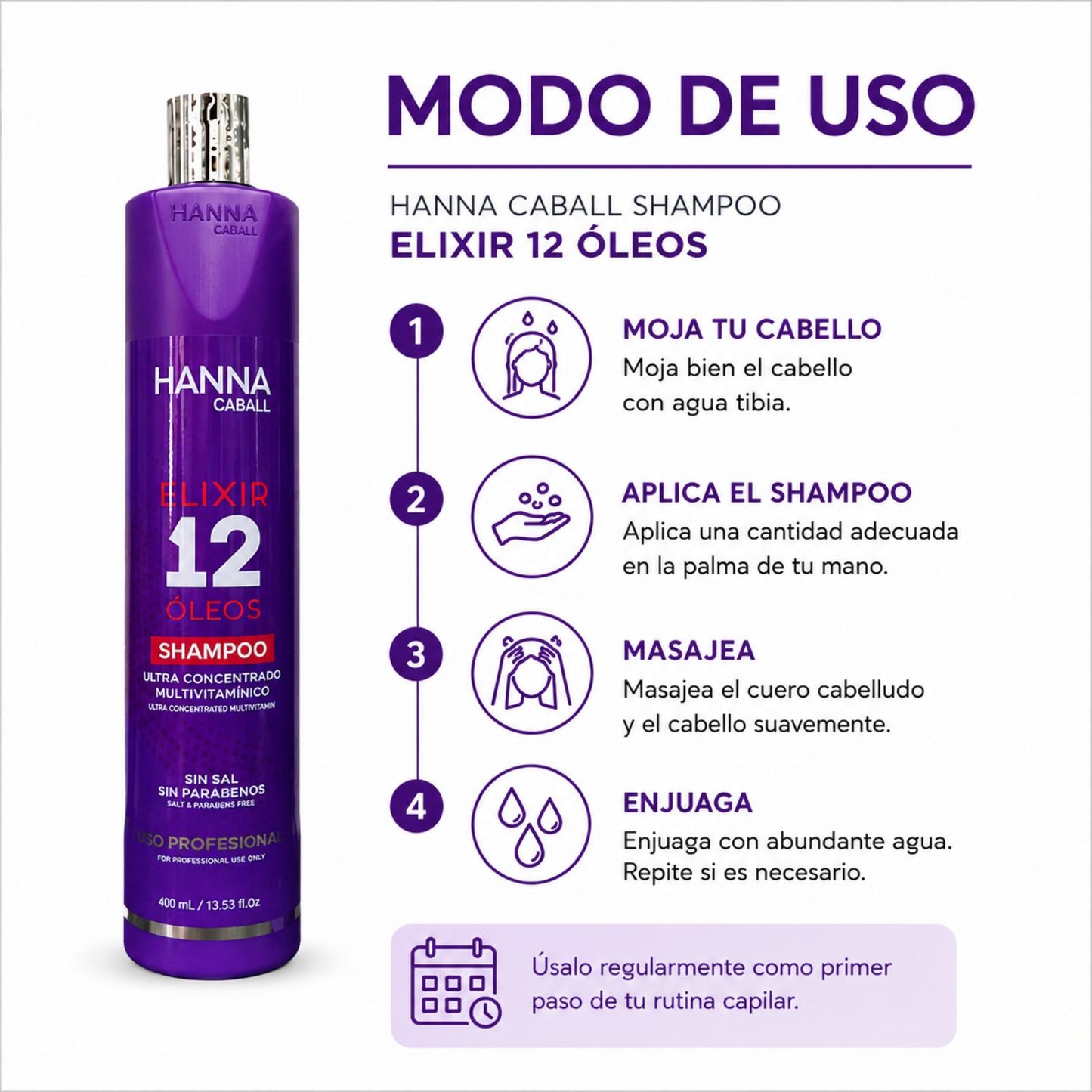 Hanna Caball Shampoo Elixir 12 Óleos 400 ml