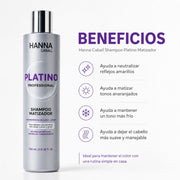 Hanna Caball Shampoo Platino Matizador 400 ml para rubios