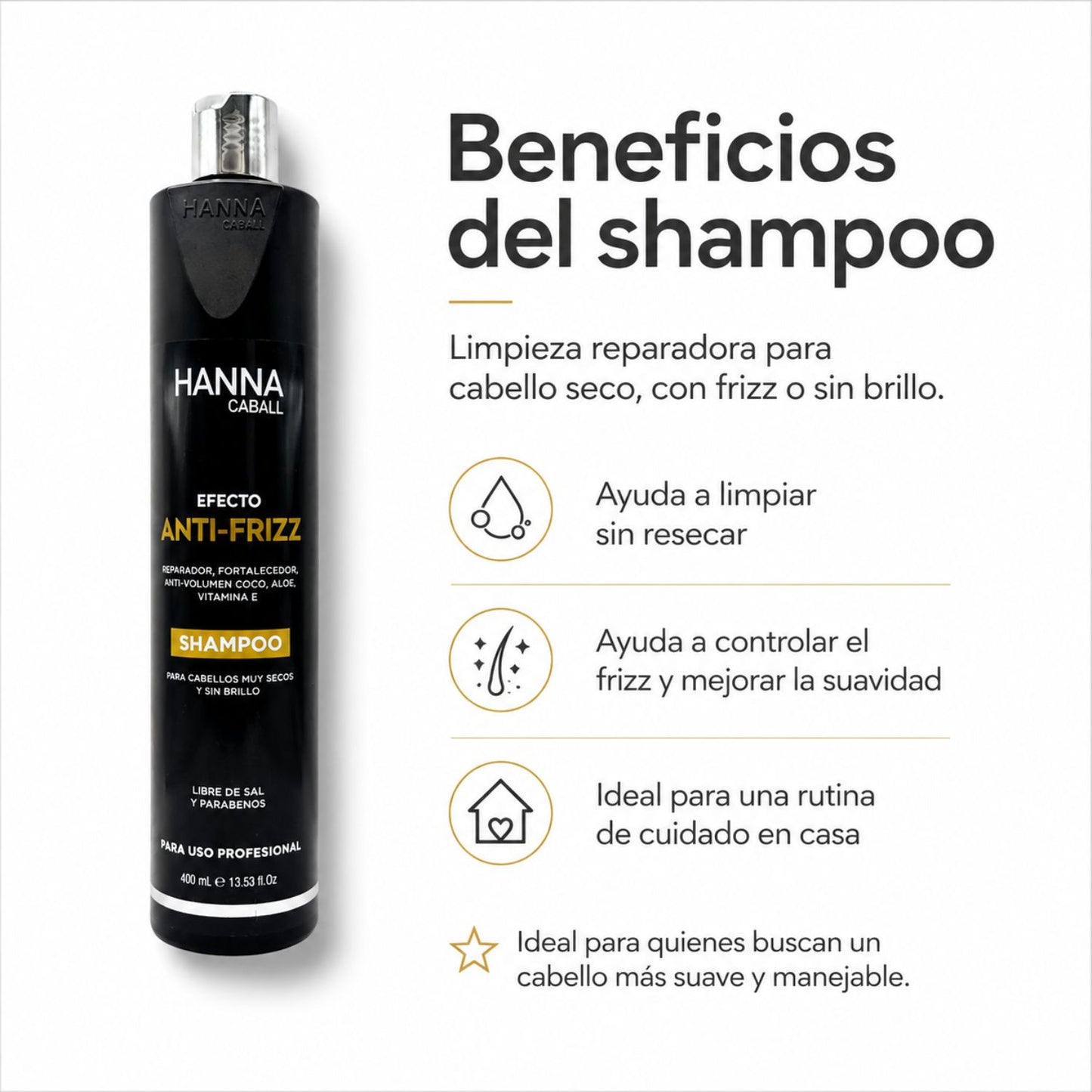 Hanna Caball Shampoo Reparador Anti-Frizz 400 ml
