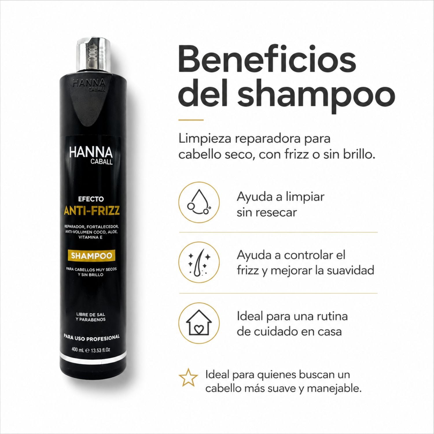 Hanna Caball Shampoo Reparación Anti-Frizz 400 ml