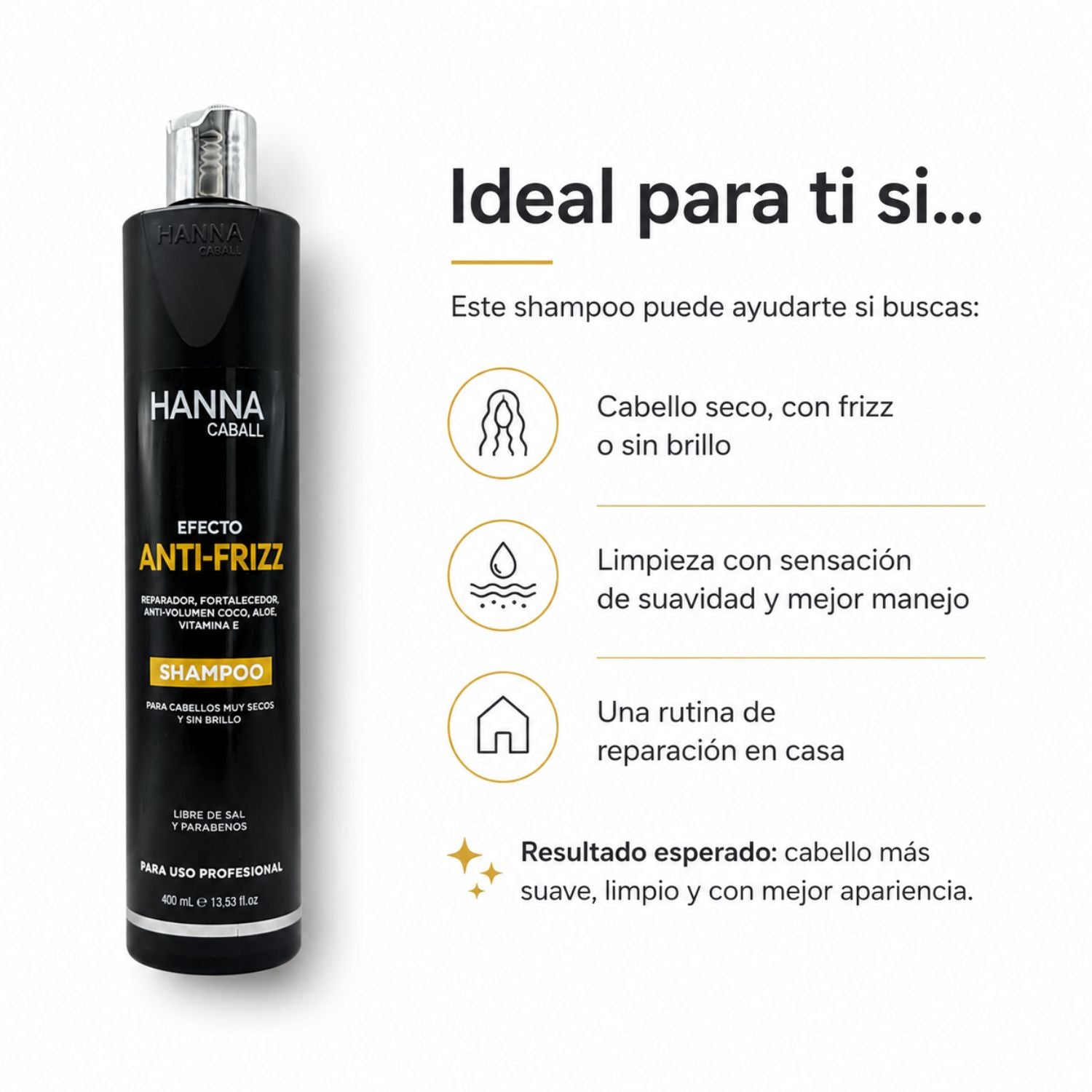 Hanna Caball Shampoo Reparación Anti-Frizz 400 ml