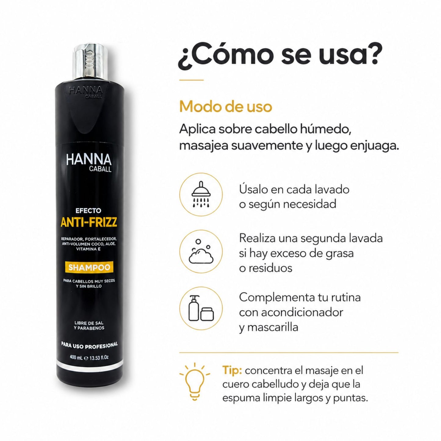 Hanna Caball Shampoo Reparador Anti-Frizz 400 ml