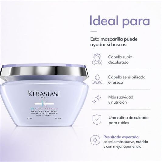 Kérastase Blond Absolu Masque Cicaextreme 200 ml para Cabello Rubio Decolorado