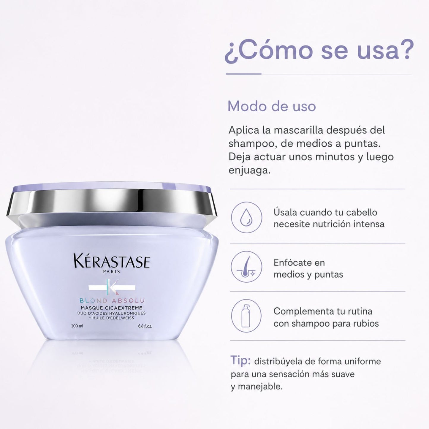 Kérastase Blond Absolu Masque Cicaextreme 200 ml para Cabello Rubio Decolorado