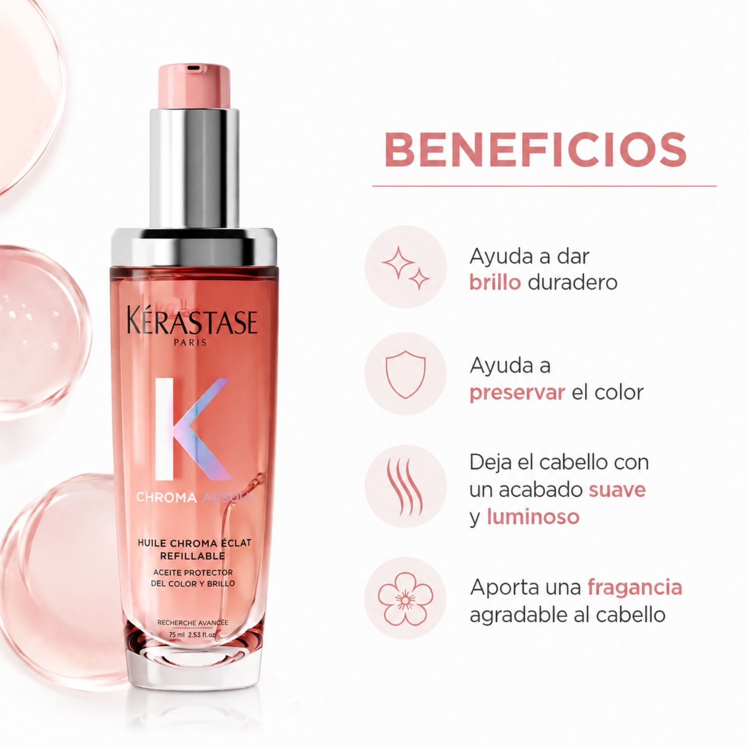 Pack Kérastase Chroma Oil Línea Completa - Kérastase Chroma Absolu L'Huile Chroma Éclat 75 ml