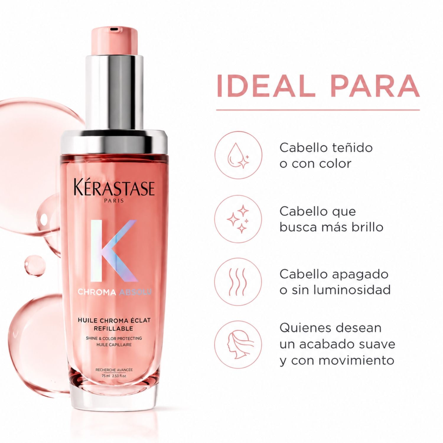 Pack Kérastase Chroma Oil Línea Completa - Kérastase Chroma Absolu L'Huile Chroma Éclat 75 ml