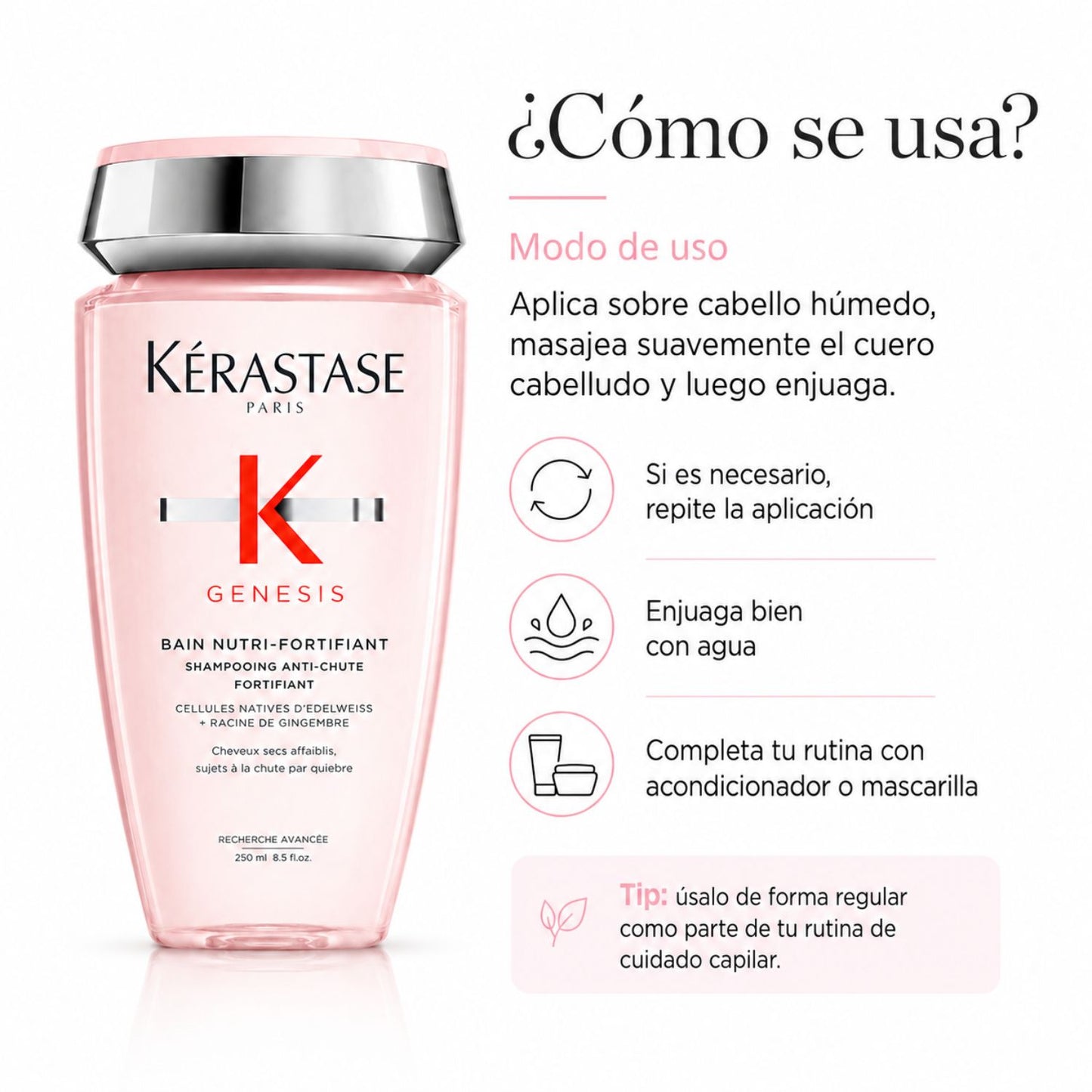 Kérastase Genesis Bain Nutri-Fortifiant Shampoo anticaída por quiebre cabello seco 250 ml