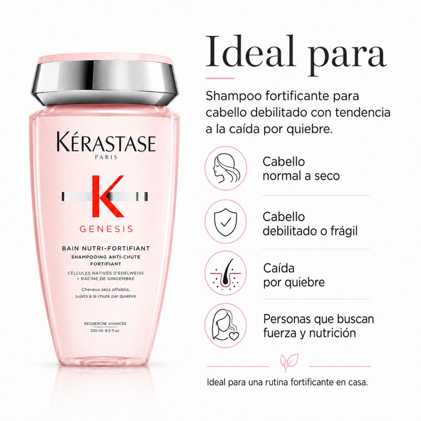 Kérastase Genesis Bain Nutri-Fortifiant Shampoo anticaída por quiebre cabello seco 250 ml