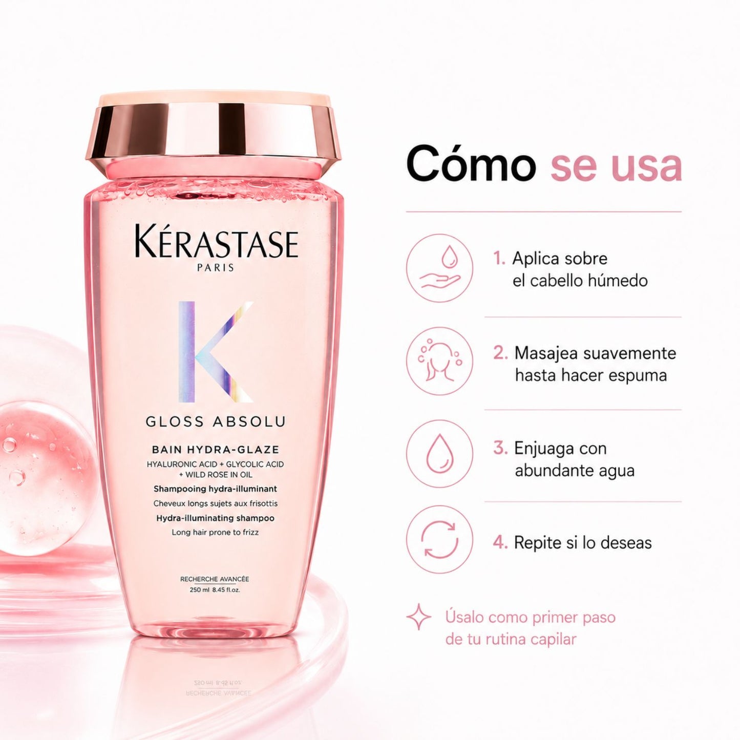 Kérastase Gloss Absolu Bain Hydra-Glaze Shampoo brillo y antifrizz 250 ml