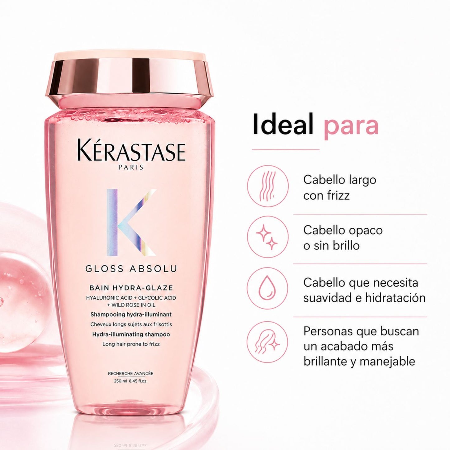 Kérastase Gloss Absolu Bain Hydra-Glaze Shampoo brillo y antifrizz 250 ml