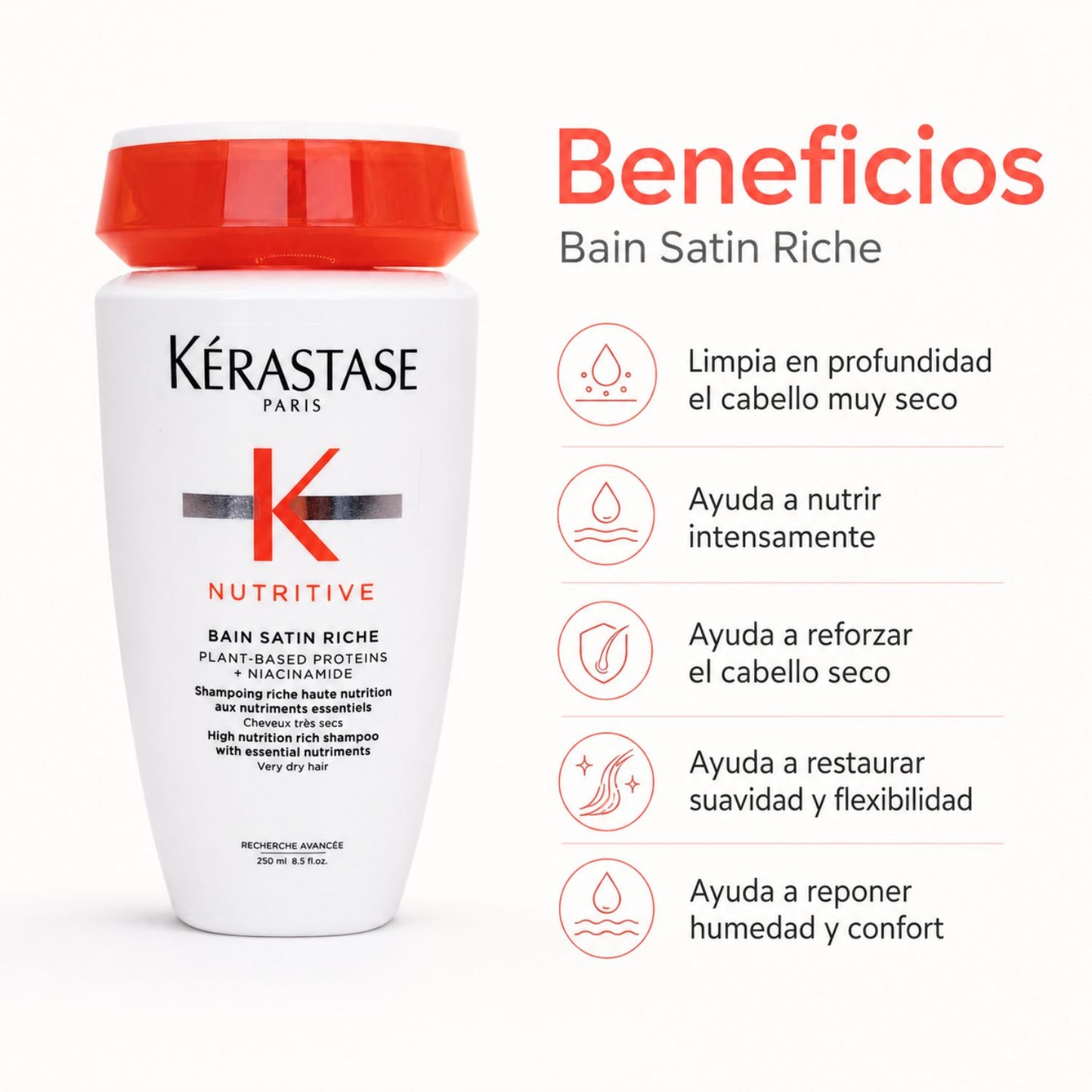 Kérastase Nutritive Bain Satin Riche Shampoo nutrición intensa cabello muy seco 250 ml