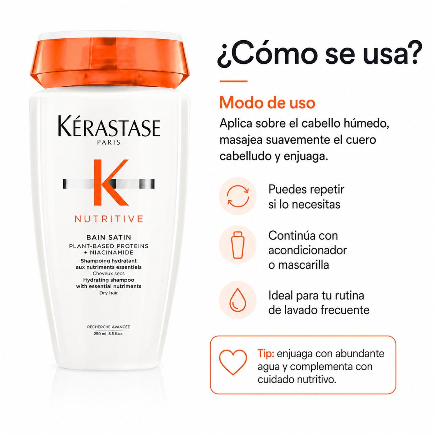 Kérastase Nutritive Bain Satin Shampoo hidratante cabello normal a seco 250 ml