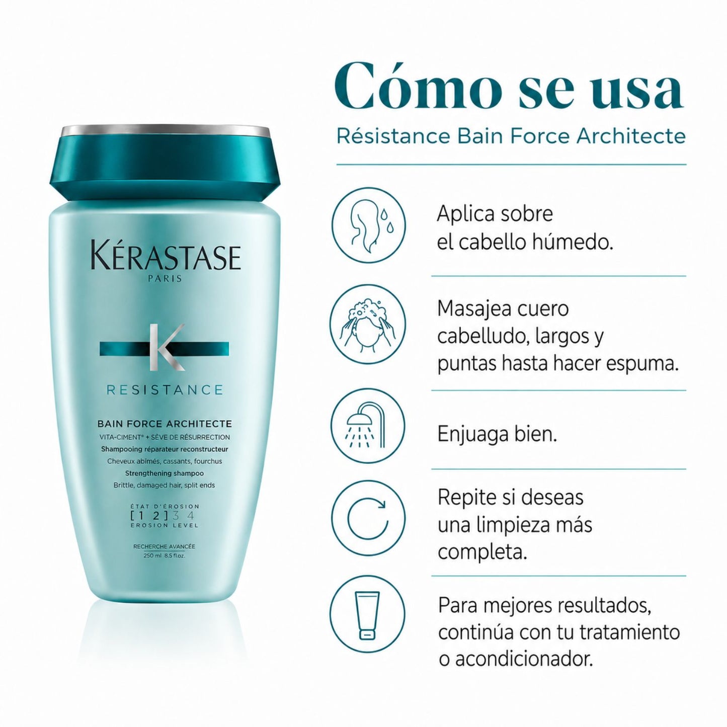 Kérastase Résistance Bain Force Architecte Shampoo reconstructor anti quiebre 250 ml
