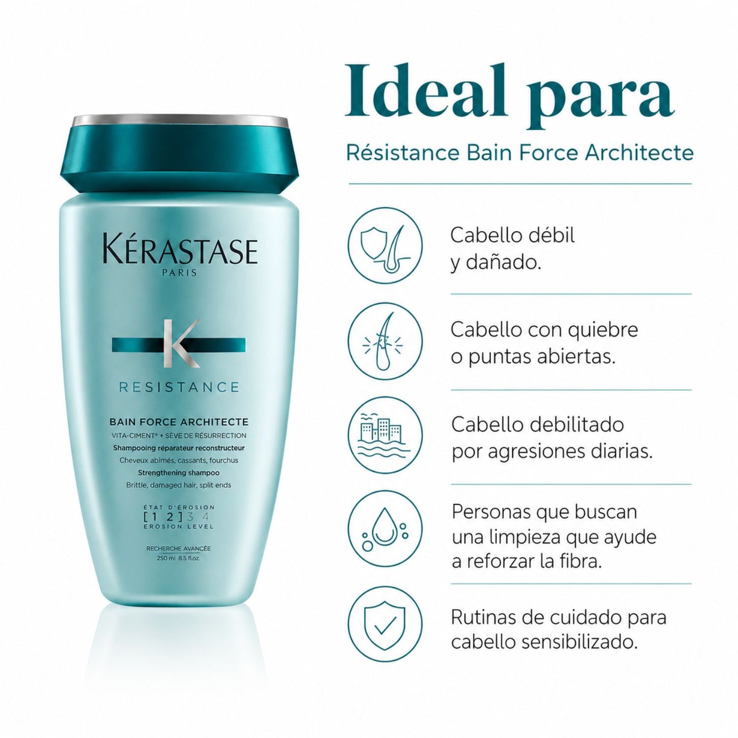 Kérastase Résistance Bain Force Architecte Shampoo reconstructor anti quiebre 250 ml