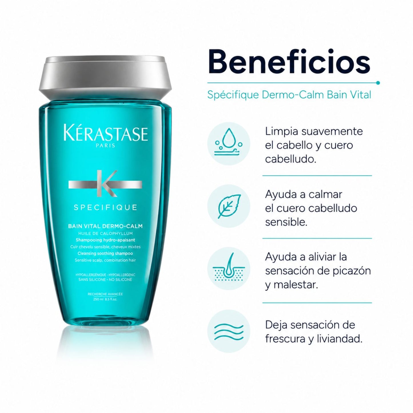 Kérastase Spécifique Dermo-Calm Bain Vital Shampoo cuero cabelludo sensible 250 ml para cuero cabelludo graso, sensible o con necesidad de…