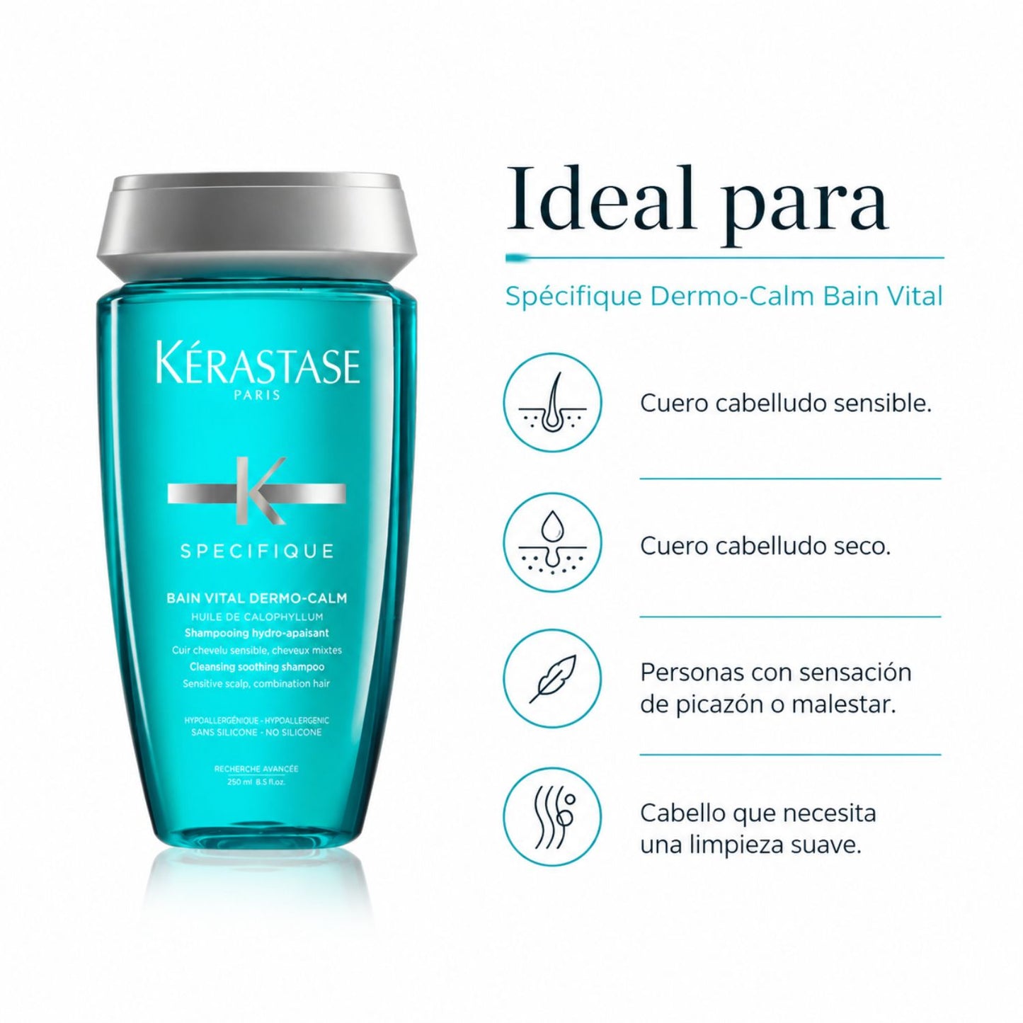 Kérastase Spécifique Dermo-Calm Bain Vital Shampoo cuero cabelludo sensible 250 ml para cuero cabelludo graso, sensible o con necesidad de…