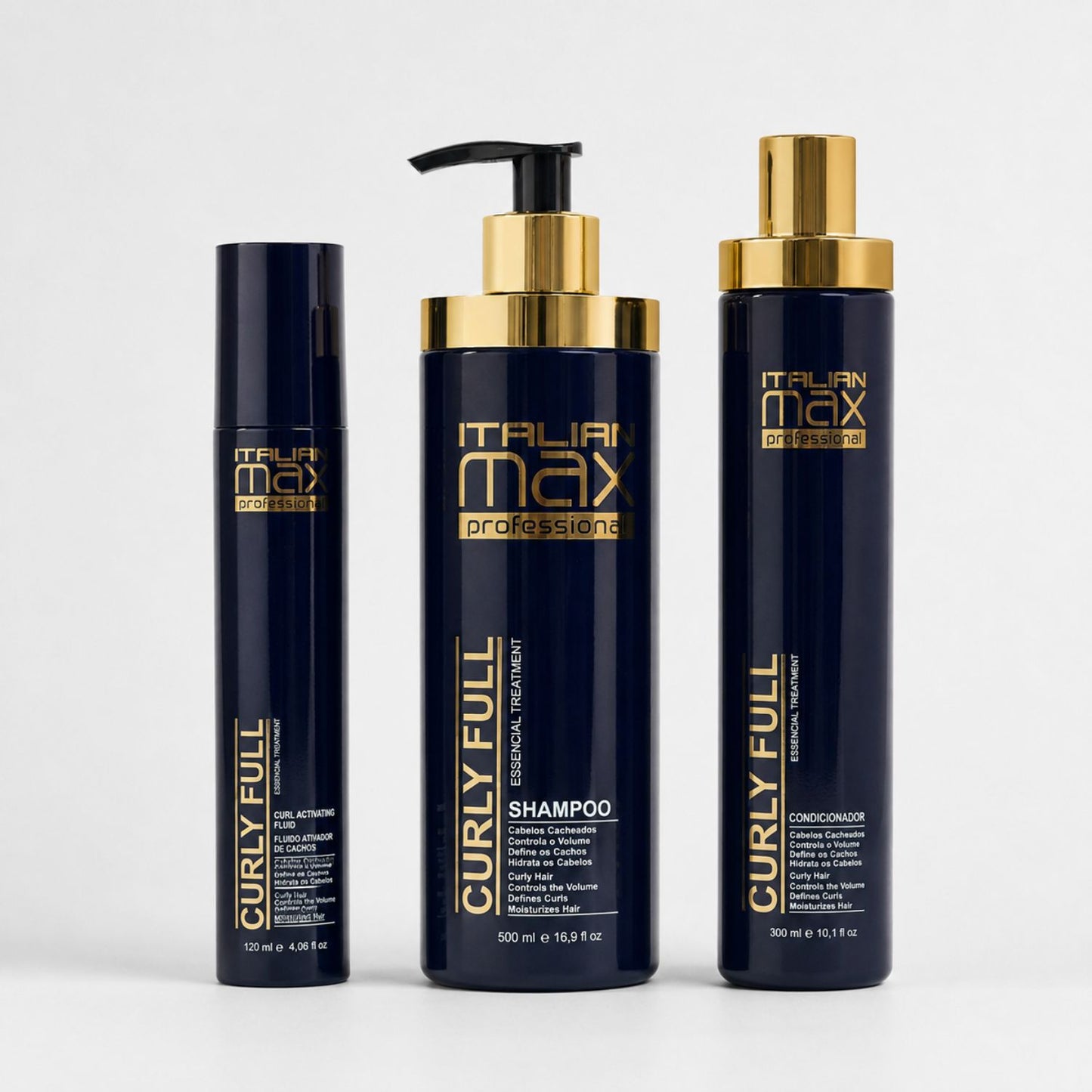 Título del producto: Kit Italian Max Curly Full Shampoo, Acondicionador y Fluido