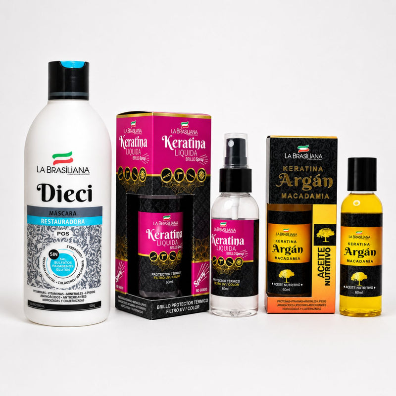 La Brasiliana Pack Dieci Máscara + Protector Térmico + Aceite de Argán